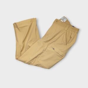 Womens L.L.Bean Khaki Nylon Cargo Capris Pants Partially Elastic Waistband Small